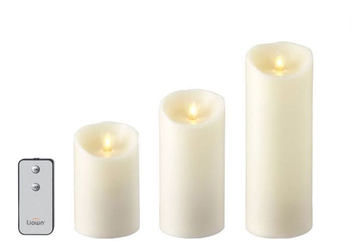 Wax Pillar Candle Set/3 Ivory (3
